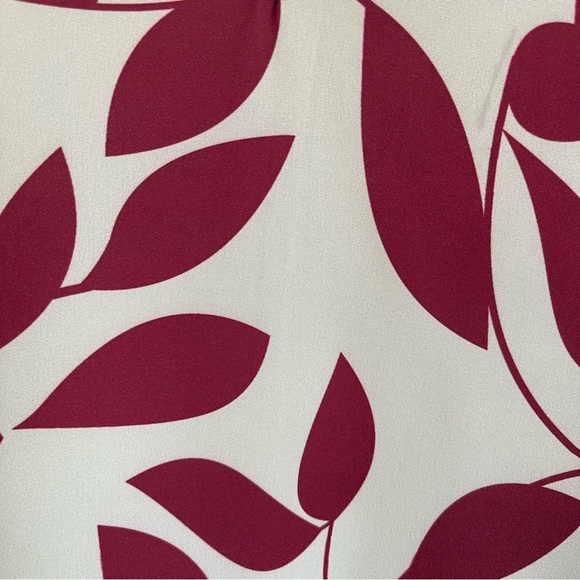 NWT Fall Long Sleeve Plant Print Dress in White and Burgundy Red Color. - Picture 7 of 13